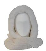 pelshue kanin med halstørklæde hvid 